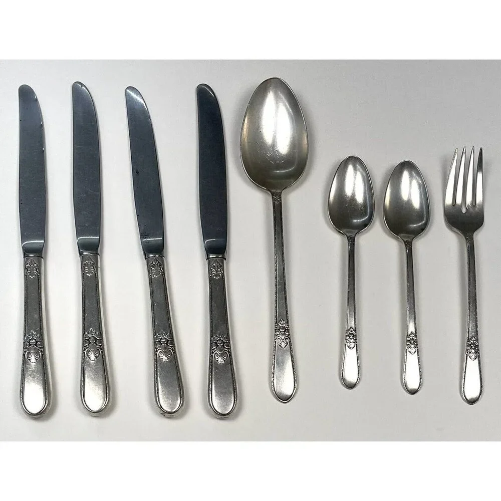 17pc Wm Rogers IS Silverplate MEMORY HIAWATHA Flatware Knives Forks Spoons FLAWS